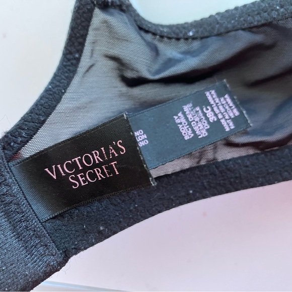 Victoria's Secret Black&White Floral Lace Bra With Bow Detail Women’s Size 38C - Picture 2 of 15